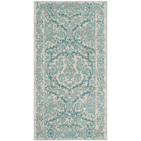 SAFAVIEH Evoke Lorna Traditional Bordered Area Rug, Ivory/Light Blue, 2'2" x 4'