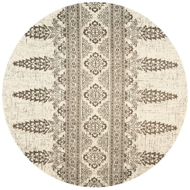 SAFAVIEH Evoke Maximillian Southwestern Area Rug, Ivory/Silver, 6'7" x 6'7" Round