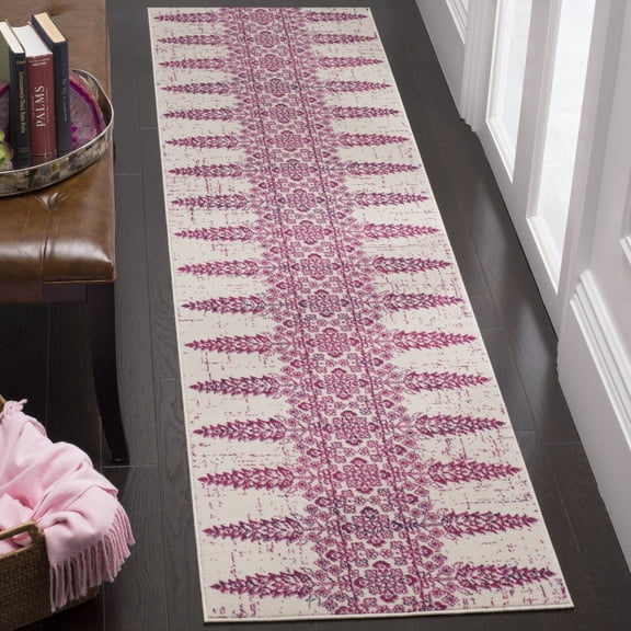 SAFAVIEH Evoke Maximillian Southwestern Runner Rug, Ivory/Fuchsia, 2' x 8'