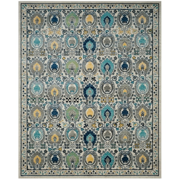 SAFAVIEH Evoke Milica Bordered Area Rug, Ivory/Grey, 9' x 12'