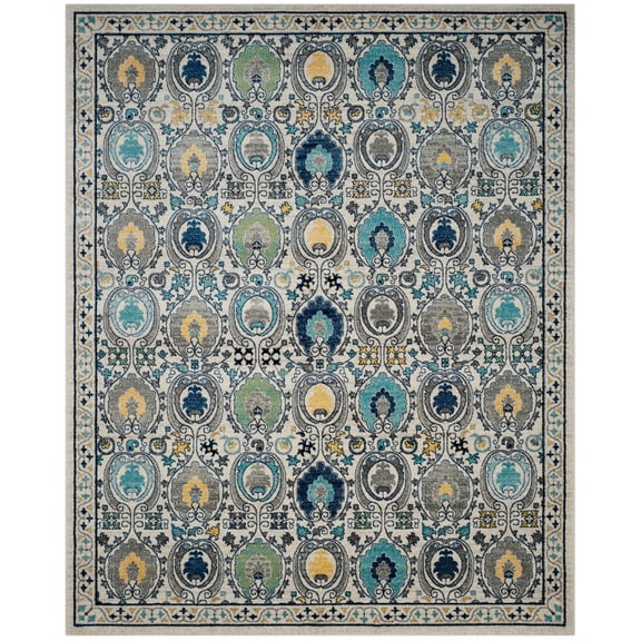 SAFAVIEH Evoke Milica Bordered Area Rug, Ivory/Grey, 9' x 12'