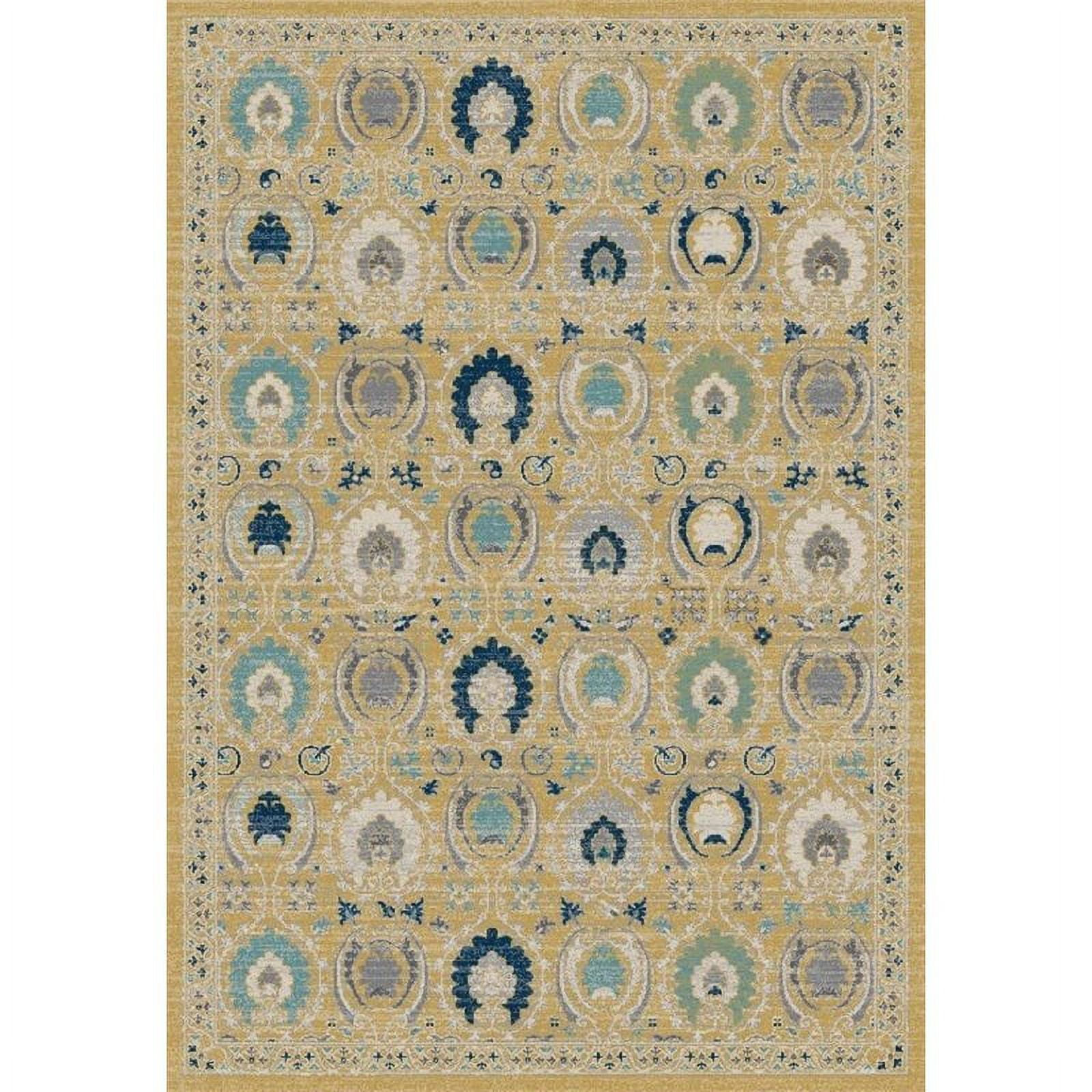 Gold and Ivory High Pile Synthetic Area Rug