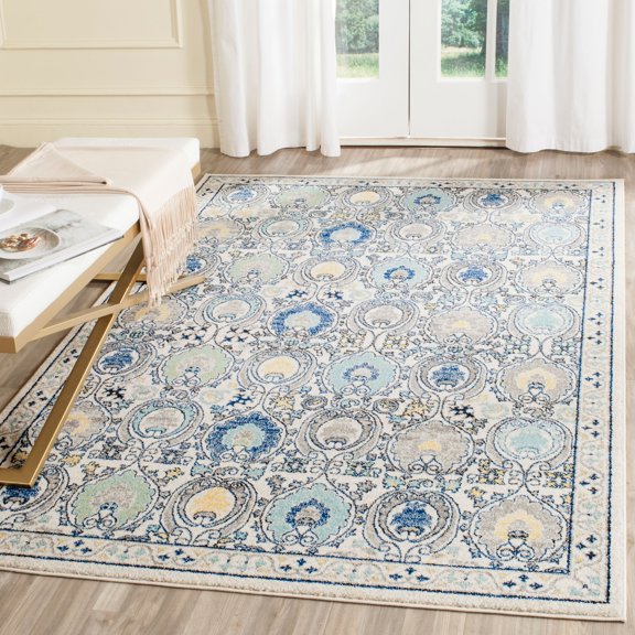 SAFAVIEH Evoke Milica Floral Bordered Area Rug, Ivory/Grey, 11' x 15'