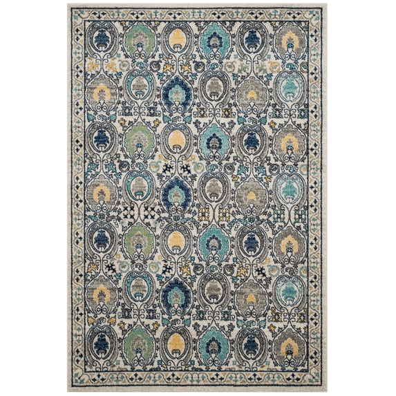 SAFAVIEH Evoke Milica Bordered Area Rug, Ivory/Grey, 5'3" x 7'6"