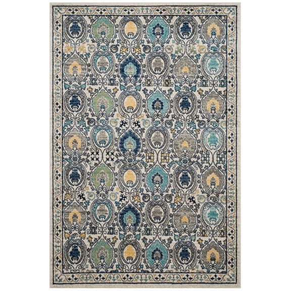 SAFAVIEH Evoke Milica Bordered Area Rug, Ivory/Grey, 5'3" x 7'6"