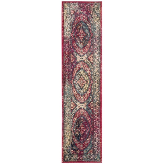 SAFAVIEH Evoke Noah Oriental Runner Rug, Fuchsia/Ivory, 2' x 8'