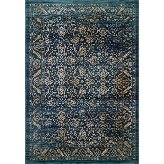 SAFAVIEH Evoke Paden Traditional Distressed Area Rug, Navy/Gold, 4' x 6'