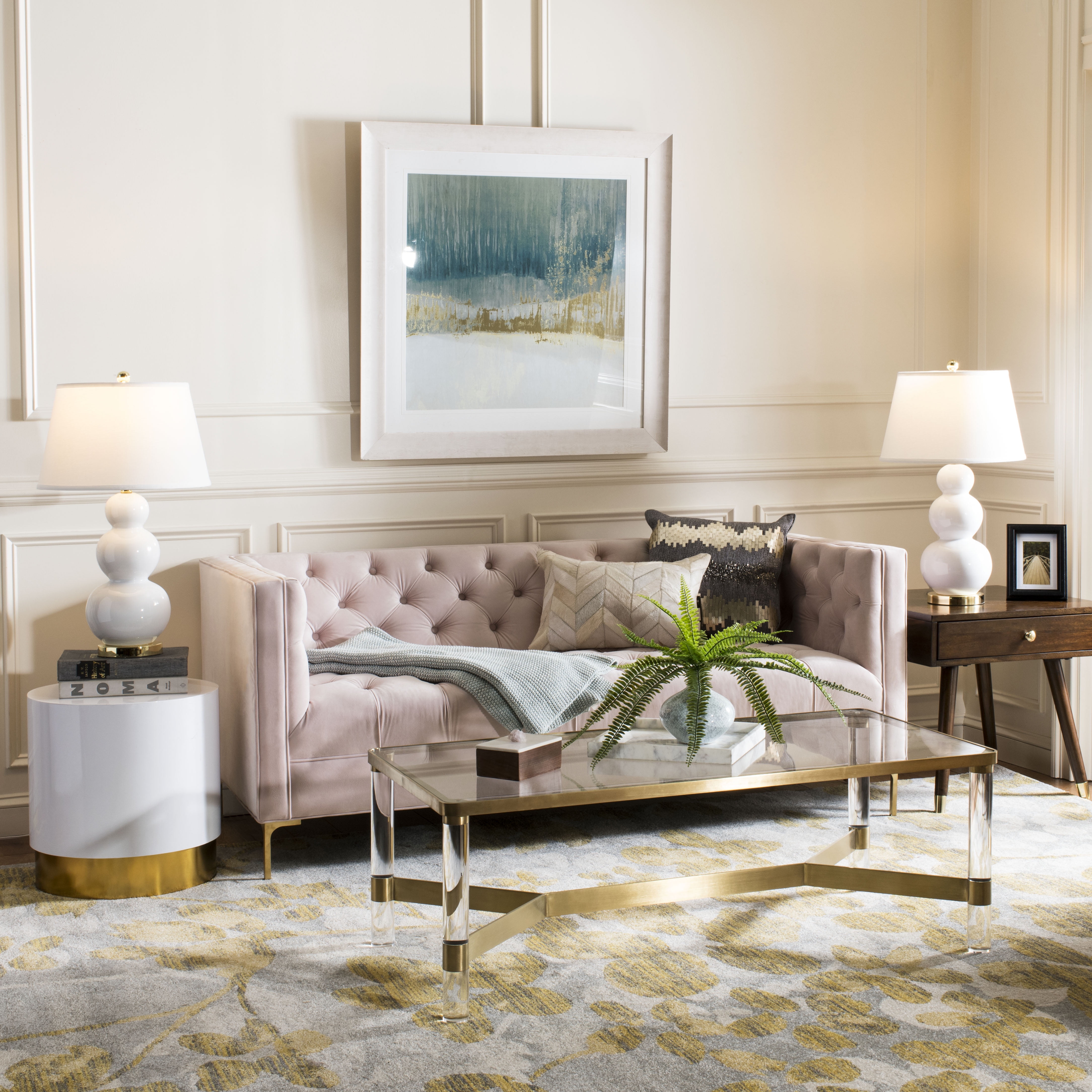 Evoke Gray and Gold Floral Synthetic Area Rug