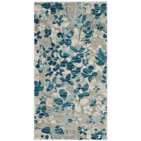 SAFAVIEH Evoke Pavel Floral Flowers Area Rug, Grey/Light Blue, 2'2" x 4'