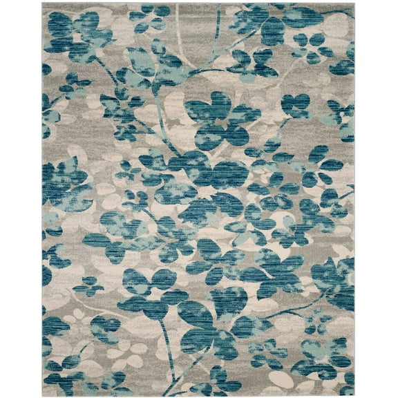 SAFAVIEH Evoke Pavel Floral Flowers Area Rug, Grey/Light Blue, 9' x 12'