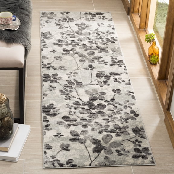 SAFAVIEH Evoke Pavel Floral Runner Rug, Grey/Black, 2'2" x 7'