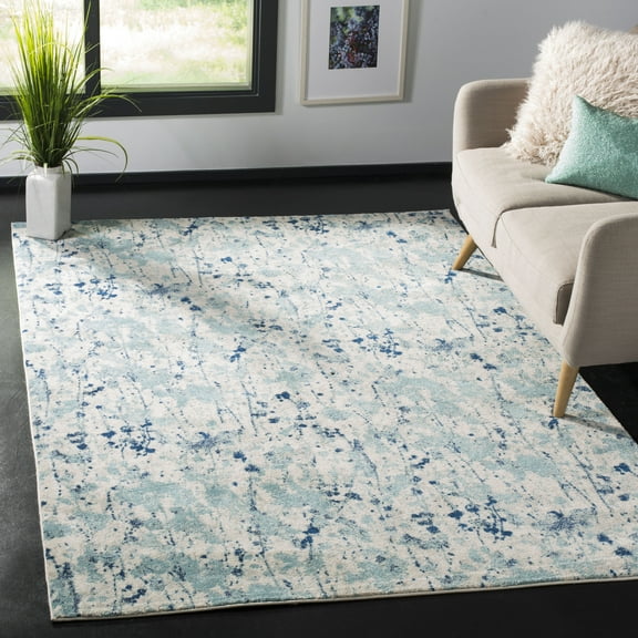 SAFAVIEH Evoke Peregrine Abstract Area Rug, Ivory/Blue, 9' x 12'
