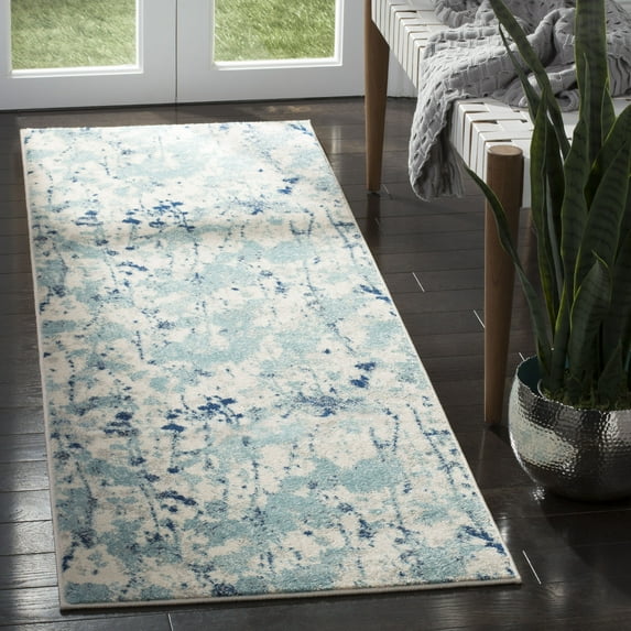 SAFAVIEH Evoke Peregrine Abstract Runner Rug, Ivory/Blue, 2'2" x 7'