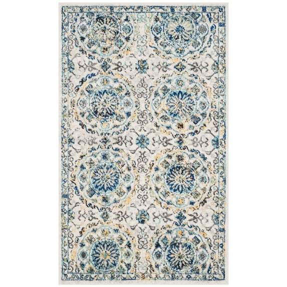 SAFAVIEH Evoke Rado Bordered Area Rug, Ivory/Blue, 2'2" x 4'