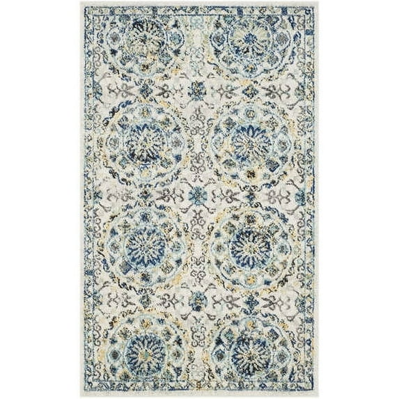 SAFAVIEH Evoke Rado Floral Medallion Area Rug, Ivory/Blue, 3' x 5'