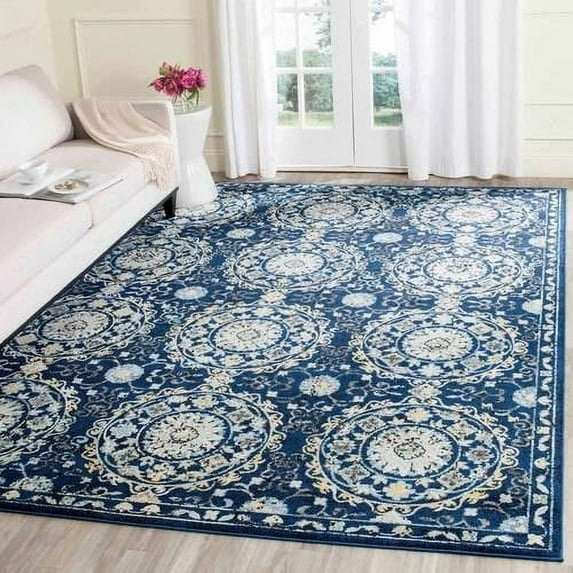 SAFAVIEH Evoke Rado Floral Medallion Area Rug, Navy/Ivory, 4' x 6'