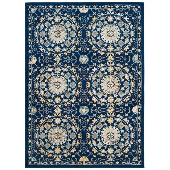 SAFAVIEH Evoke Rado Bordered Area Rug, Navy/Ivory, 6'7" x 9'