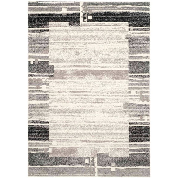 SAFAVIEH Evoke Roydon Abstract Bordered Area Rug, Cream/Dark Grey, 5'1" x 7'6"
