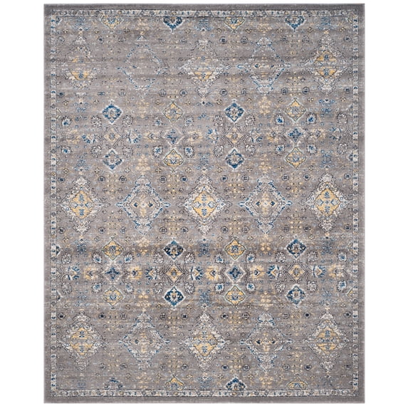 SAFAVIEH Evoke Stamen Bordered Area Rug, Dark Grey/Yellow, 10' x 14'
