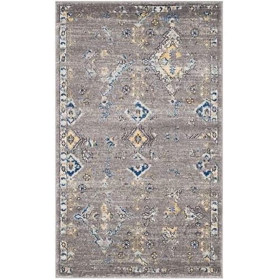 SAFAVIEH Evoke Stamen Bordered Area Rug, Dark Grey/Yellow, 8' x 10'
