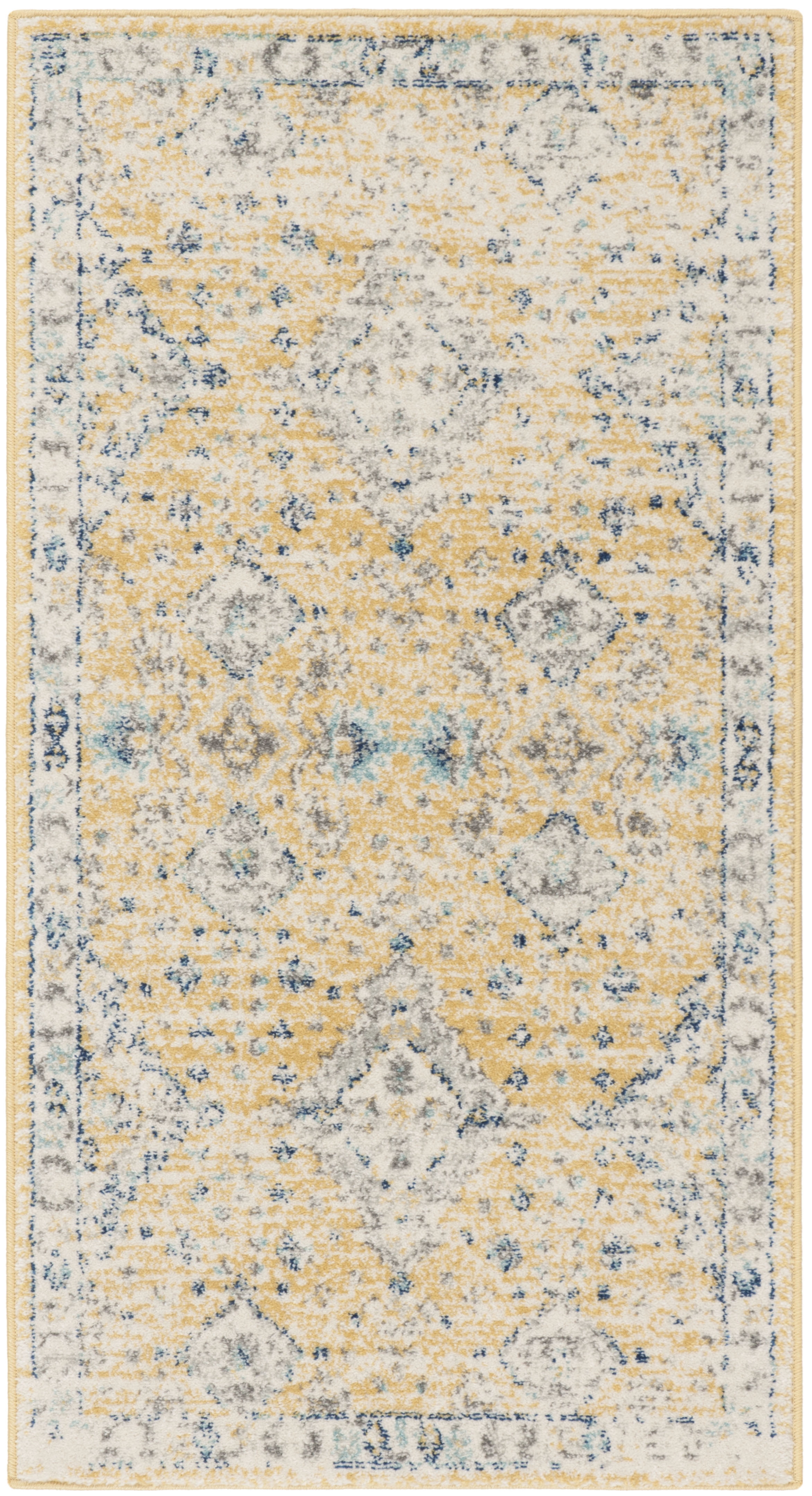 Gold and Ivory High Pile Rectangular Rug