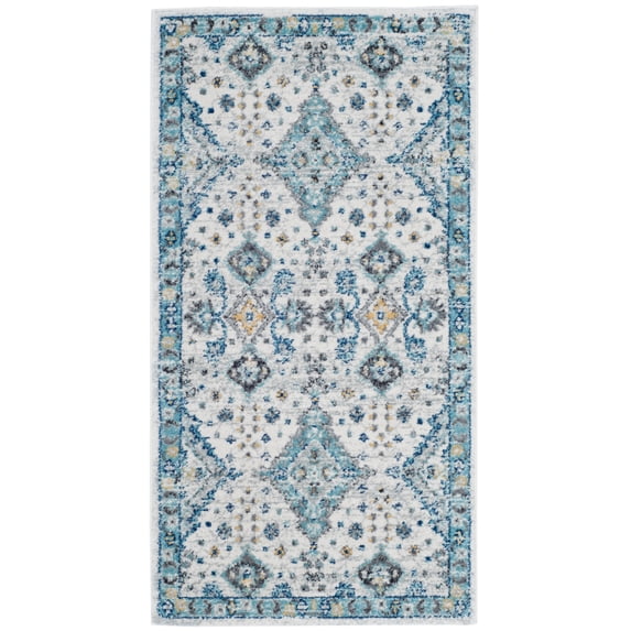 SAFAVIEH Evoke Stamen Traditional Bordered Area Rug, Ivory/Light Blue, 2'2" x 4'