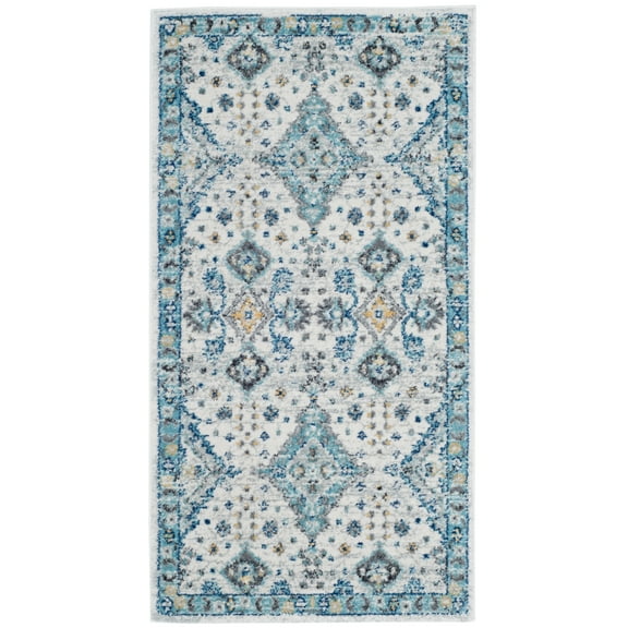 SAFAVIEH Evoke Stamen Traditional Bordered Area Rug, Ivory/Light Blue, 2'2" x 4'