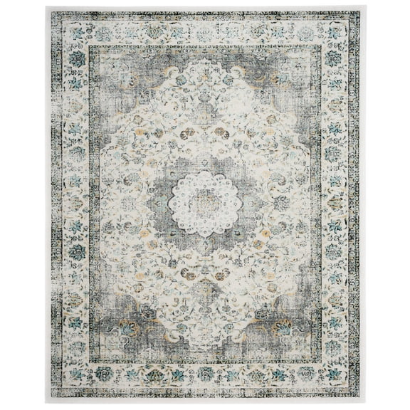 SAFAVIEH Evoke Teale Bordered Area Rug, Grey/Gold, 10' x 14'