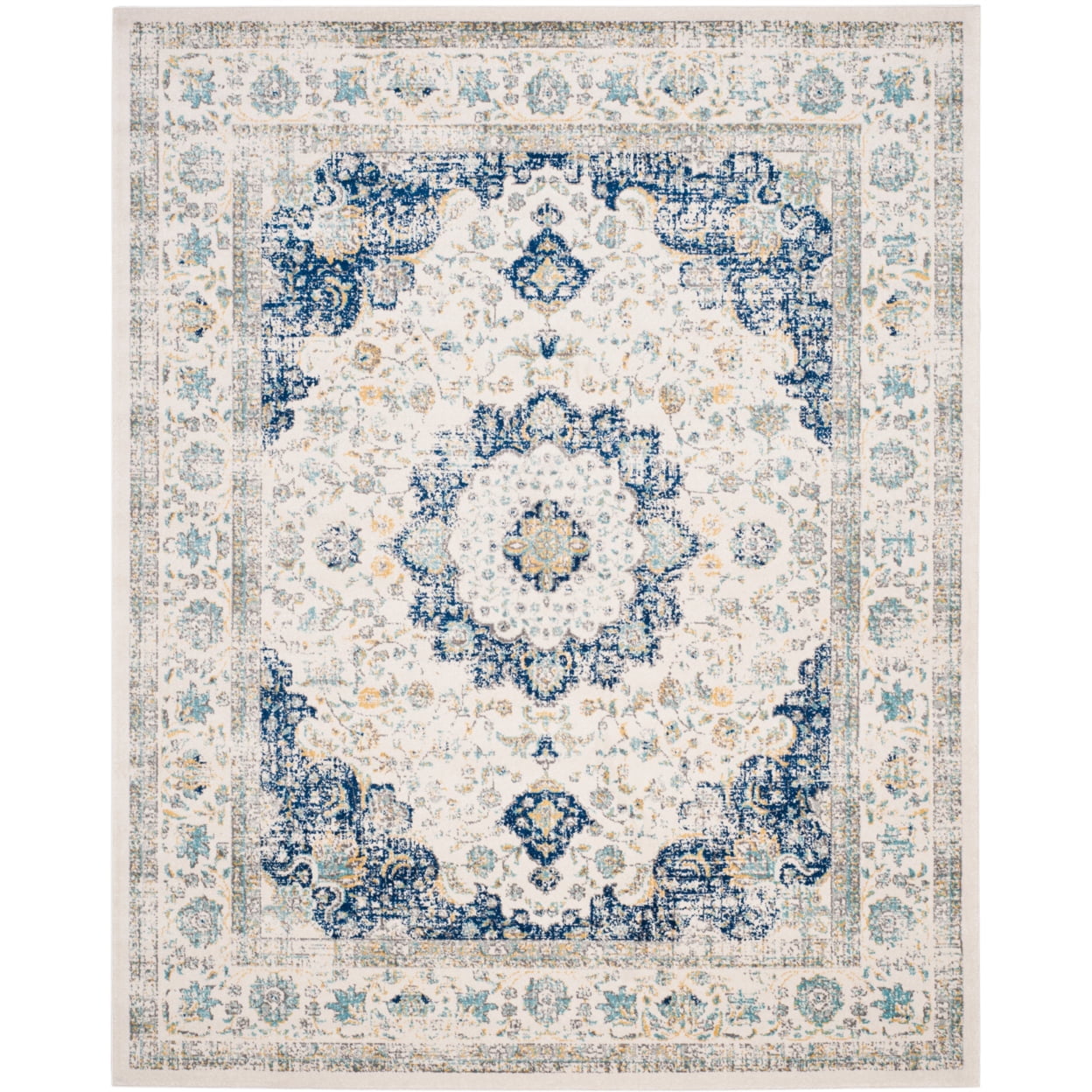 SAFAVIEH Evoke Teale Bordered Area Rug, Ivory/Blue, 12' x 18'