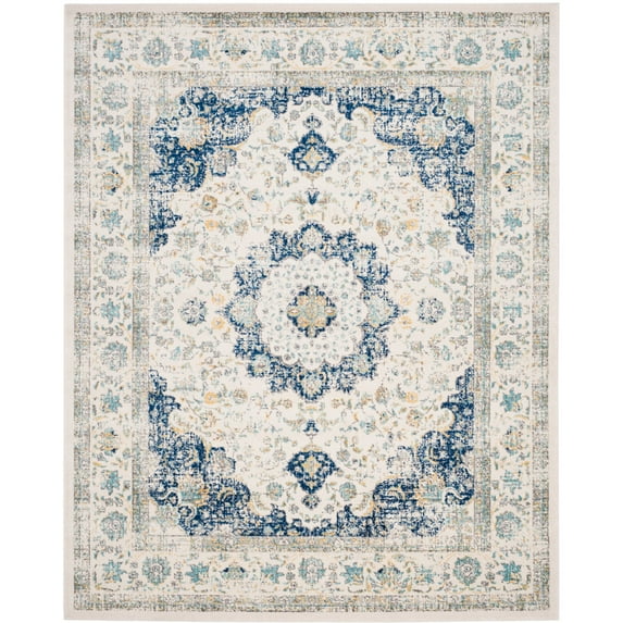 SAFAVIEH Evoke Teale Bordered Area Rug, Ivory/Blue, 12' x 18'