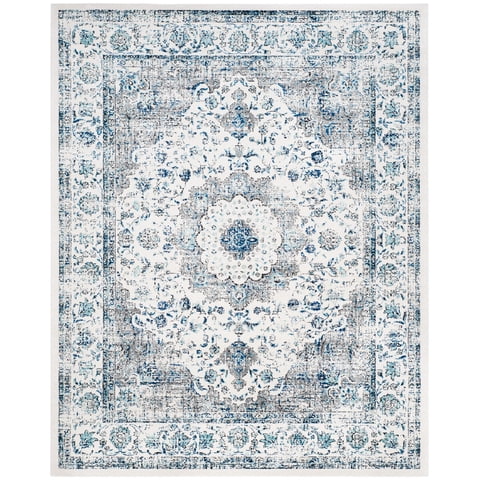 SAFAVIEH Evoke Teale Bordered Area Rug, Ivory/Grey, 10' x 14'