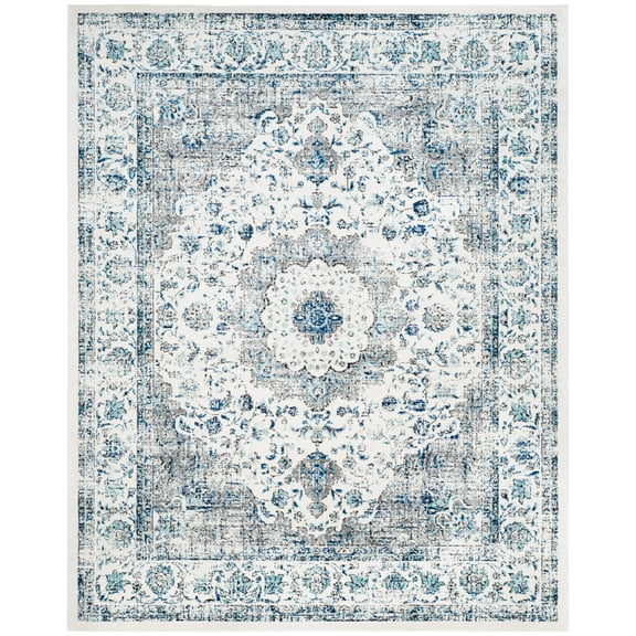 SAFAVIEH Evoke Teale Bordered Area Rug, Ivory/Grey, 11' x 15'