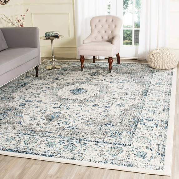 SAFAVIEH Evoke Teale Bordered Area Rug, Ivory/Grey, 8' x 10'