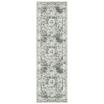 SAFAVIEH Evoke Teale Bordered Runner Rug, Grey/Gold, 2'2" x 11'
