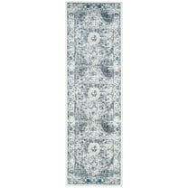SAFAVIEH Evoke Teale Bordered Runner Rug, Ivory/Grey, 2'2" x 7'
