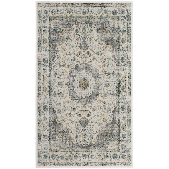 SAFAVIEH Evoke Teale Traditional Bordered Area Rug, Grey/Gold, 2'2" x 4'