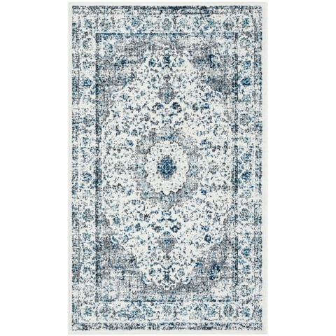 SAFAVIEH Evoke Teale Traditional Bordered Area Rug, Grey/Ivory, 3' x 5'