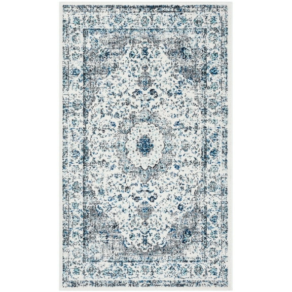 SAFAVIEH Evoke Teale Traditional Bordered Area Rug, Grey/Ivory, 3' x 5'