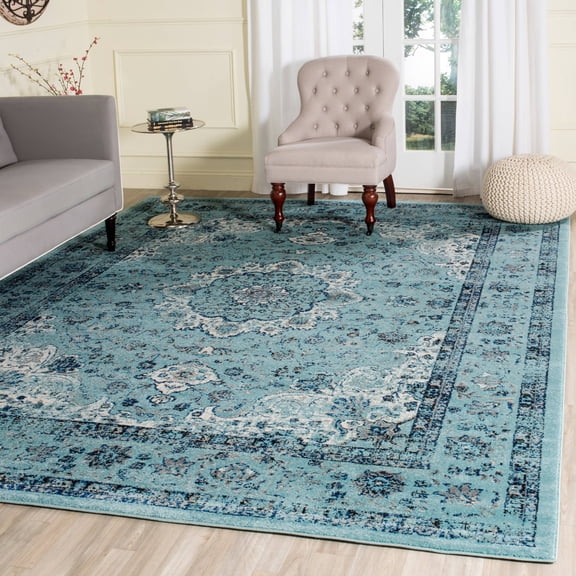 SAFAVIEH Evoke Teale Traditional Bordered Area Rug, Light Blue, 10' x 14'