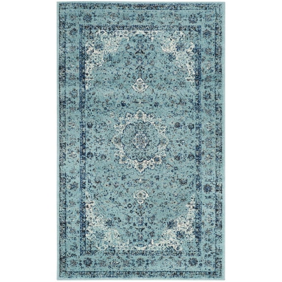 SAFAVIEH Evoke Teale Traditional Bordered Area Rug, Light Blue, 3' x 5'