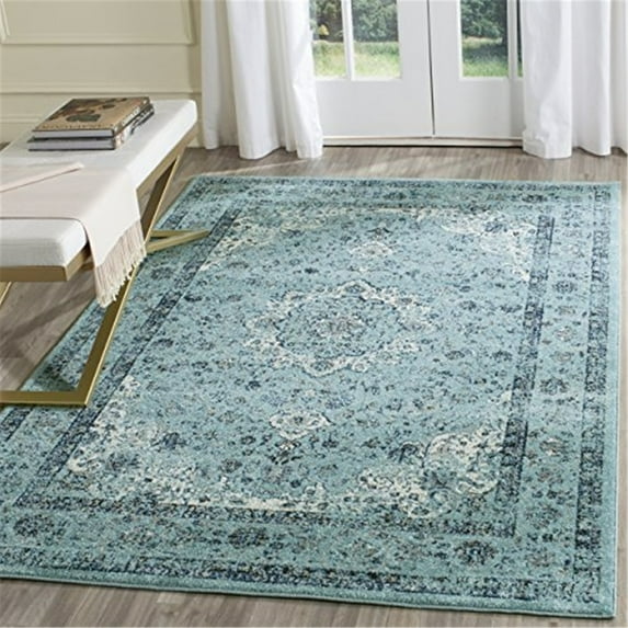 SAFAVIEH Evoke Teale Traditional Bordered Area Rug, Light Blue, 4' x 6'