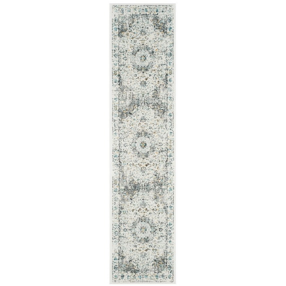 SAFAVIEH Evoke Teale Traditional Bordered Runner Rug, Grey/Gold, 2'2" x 9'
