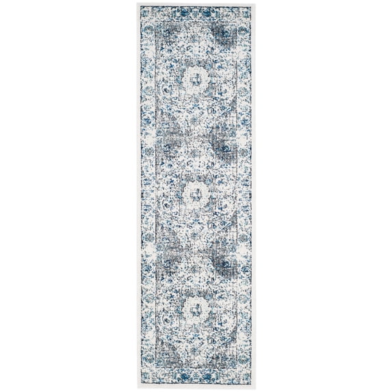 SAFAVIEH Evoke Teale Traditional Bordered Runner Rug, Grey/Ivory, 2'2" x 13'
