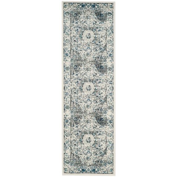 SAFAVIEH Evoke Teale Traditional Bordered Runner Rug, Grey/Ivory, 2'2" x 5'
