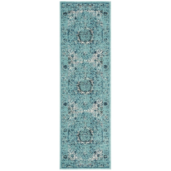 SAFAVIEH Evoke Teale Traditional Bordered Runner Rug, Light Blue, 2'2" x 11'