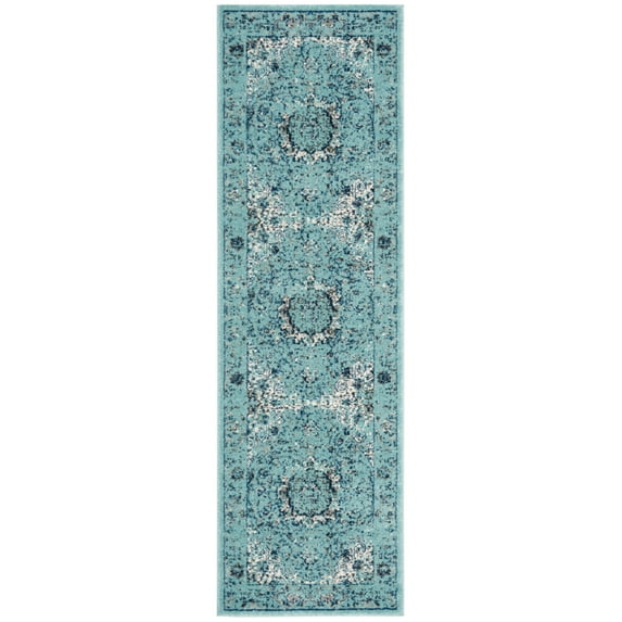 SAFAVIEH Evoke Teale Traditional Bordered Runner Rug, Light Blue, 2'2" x 11'