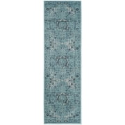 SAFAVIEH Evoke Teale Traditional Bordered Runner Rug, Light Blue, 2'2" x 9'