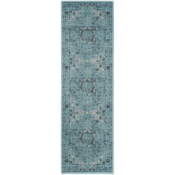 SAFAVIEH Evoke Teale Traditional Bordered Runner Rug, Light Blue, 2'2" x 9'
