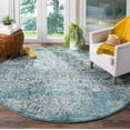 thumbnail image 1 of SAFAVIEH Round Rug 3' - Evoke Collection - Traditional Design, Blue & Ivory, Non-Shedding & Easy Cleaning, Ideal for Living Room, Bedroom, Dining Space, 1 of 11