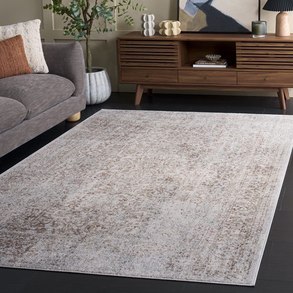 SAFAVIEH Accent Rug 4x6 - Evoke Collection - Traditional Design, Ivory & Taupe, Non-Shedding & Easy Cleaning, Ideal for Living Room, Bedroom, Dining Space, Entryway, Bathroom, Bedside